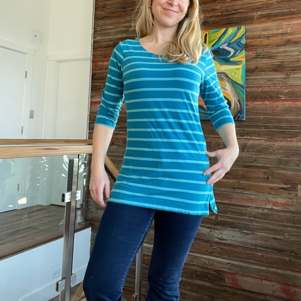 Cabela’s Teal Blue Tunic Top 3/4 sleeves